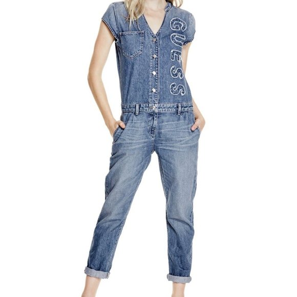 guess denim rompers